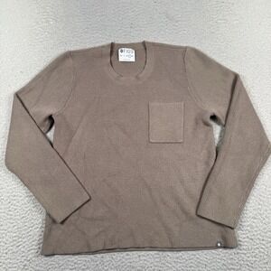 Figs Loungewear Off Shift Latte Ribbed‎ Knit Sweater Women's Size Large Pullover